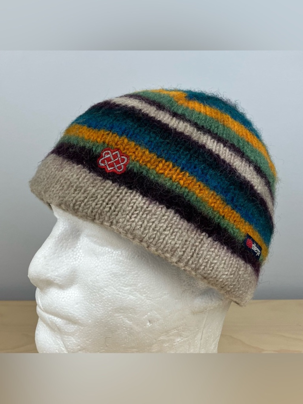 Sherpa Adventure Gear 100% Lambswool Winter Beanie Hat Striped Multicolor
